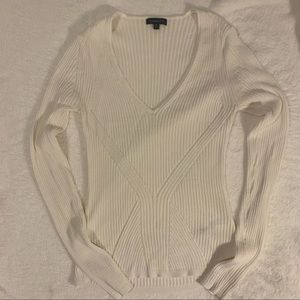 Dynamite cream rib knit long sleeved top with front detail